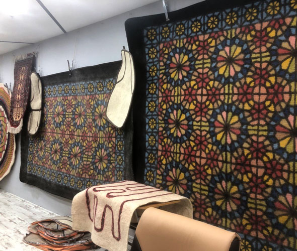 Natural wool felt rug