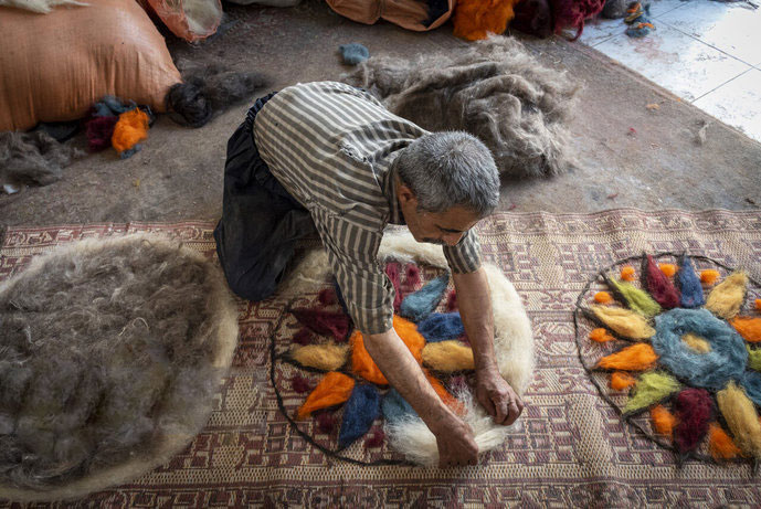 Wool felt carpet production